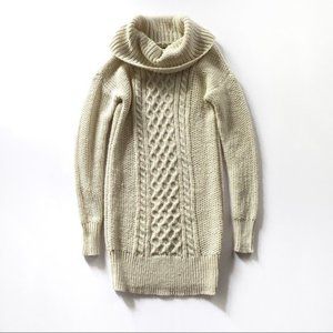 American Eagle Ivory Cowl Turtleneck Winter Long Pullover Sweater Size XS